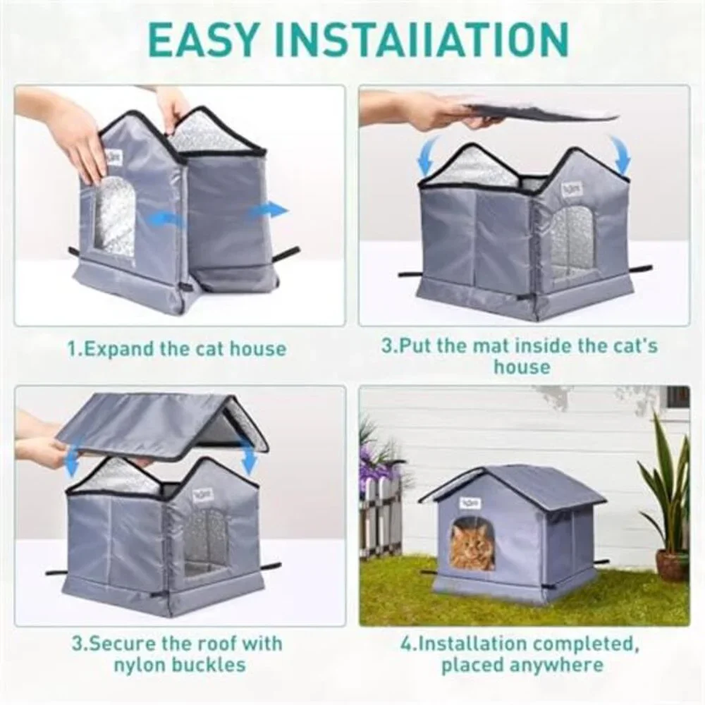 Outdoor Cat House Small Insulated Waterproof Shelter Warm Cozy Kitten Shelter